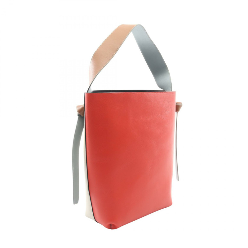 CELINE Twisted Cabas 小號單肩托特包 177053 皮革 米色 紅色 藍色 二手-1