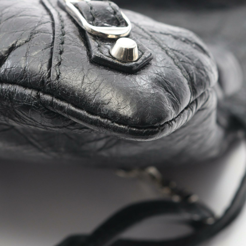 BALENCIAGA 經典信封式單肩斜背包 431650 黑色皮革 二手-6