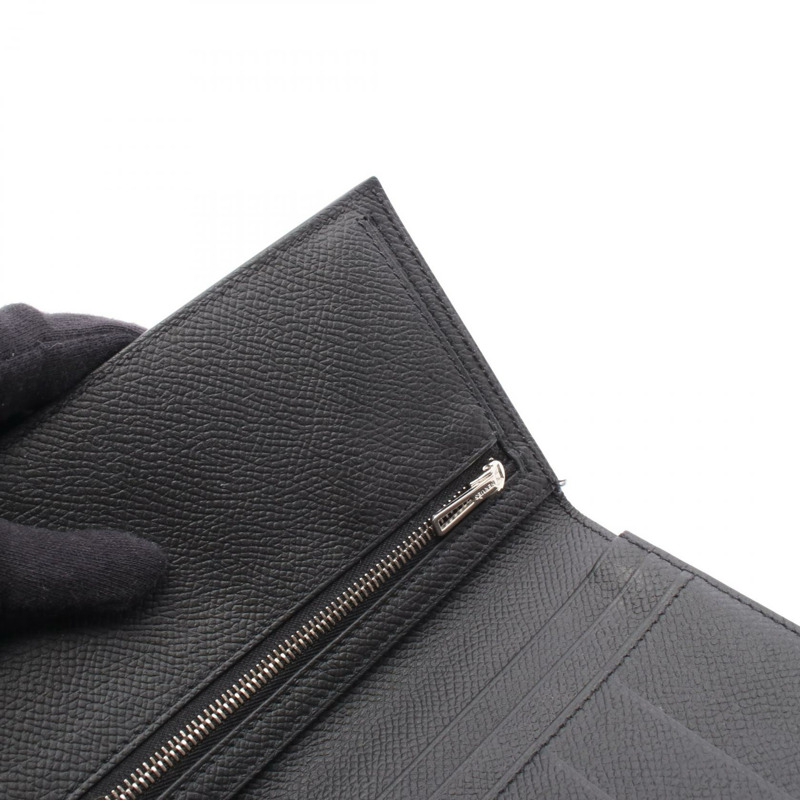 愛馬仕 Bearn Soufflet 雙折長皮夾,Epsom 皮革,黑色,二手,女士款-6