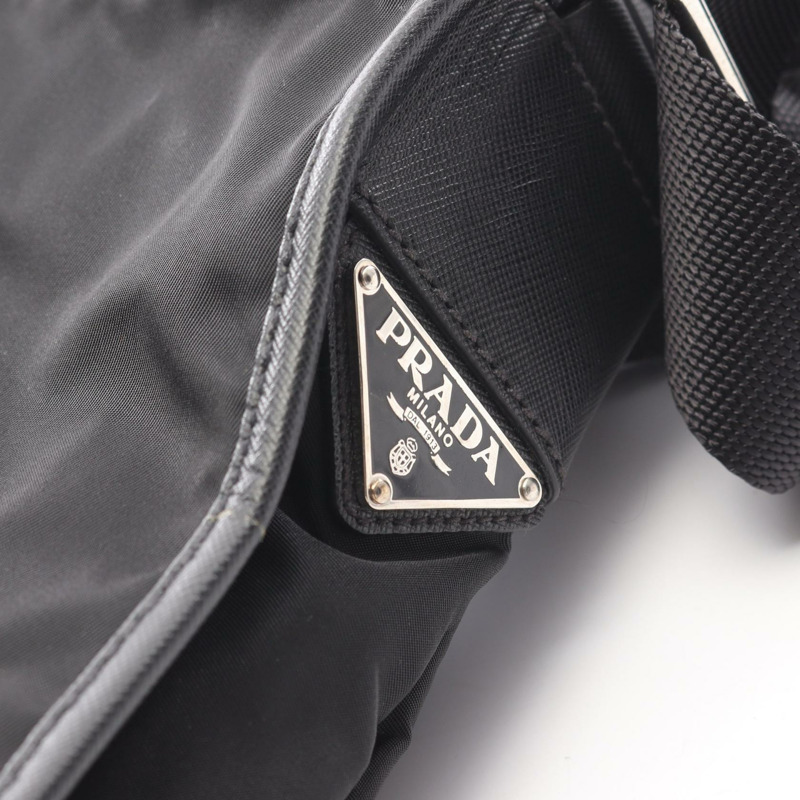 PRADA TESSUTO SAFFIANO 單肩斜背包 V166 尼龍皮革 黑色 二手-4
