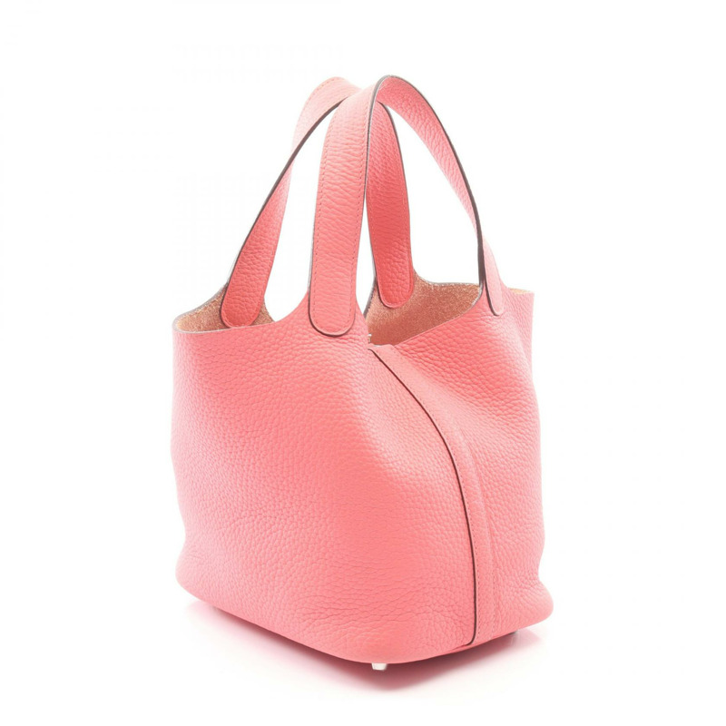 愛馬仕 Picotin Lock PM 托特包,Clemence 皮革,粉紅色玫瑰色,SHW 五金,二手-1