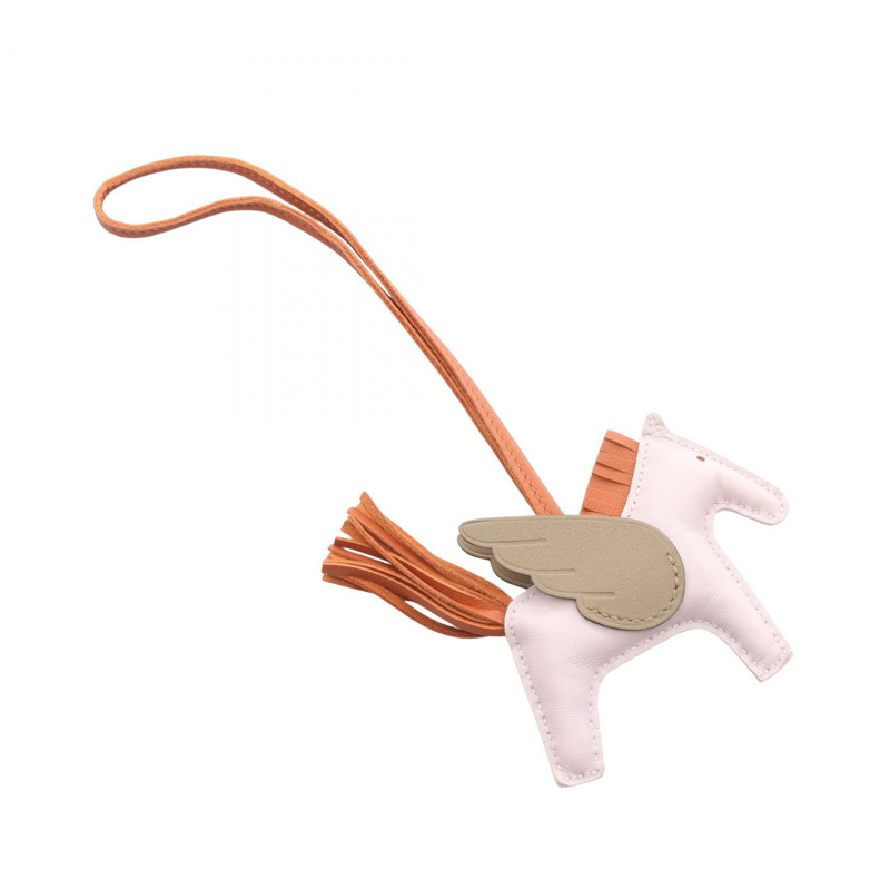 愛馬仕 Rodeo Pegasus PM 包飾,米洛羊羔皮,Swift 粉紅色米色,二手-1