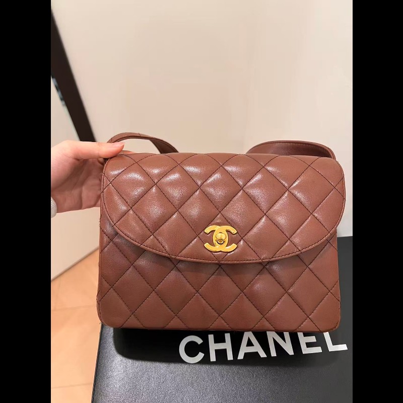 Chanel 香奈兒 24k金vintage 焦糖巧克力金扣kelly中古包 卡標齊-0
