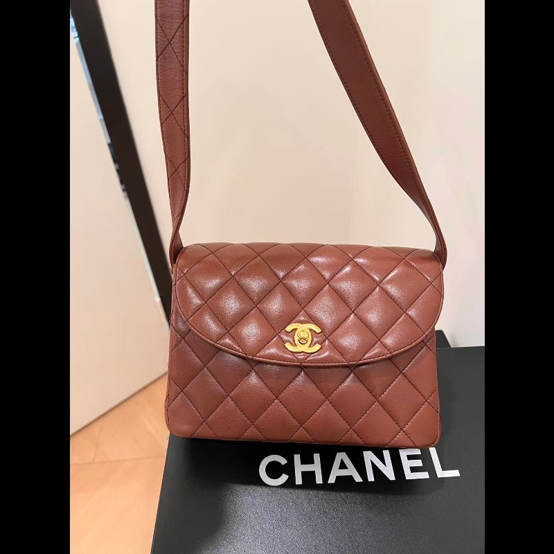 Chanel 香奈兒 24k金vintage 焦糖巧克力金扣kelly中古包 卡標齊-1