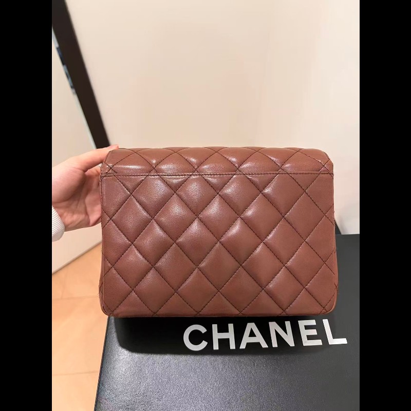 Chanel 香奈兒 24k金vintage 焦糖巧克力金扣kelly中古包 卡標齊-2
