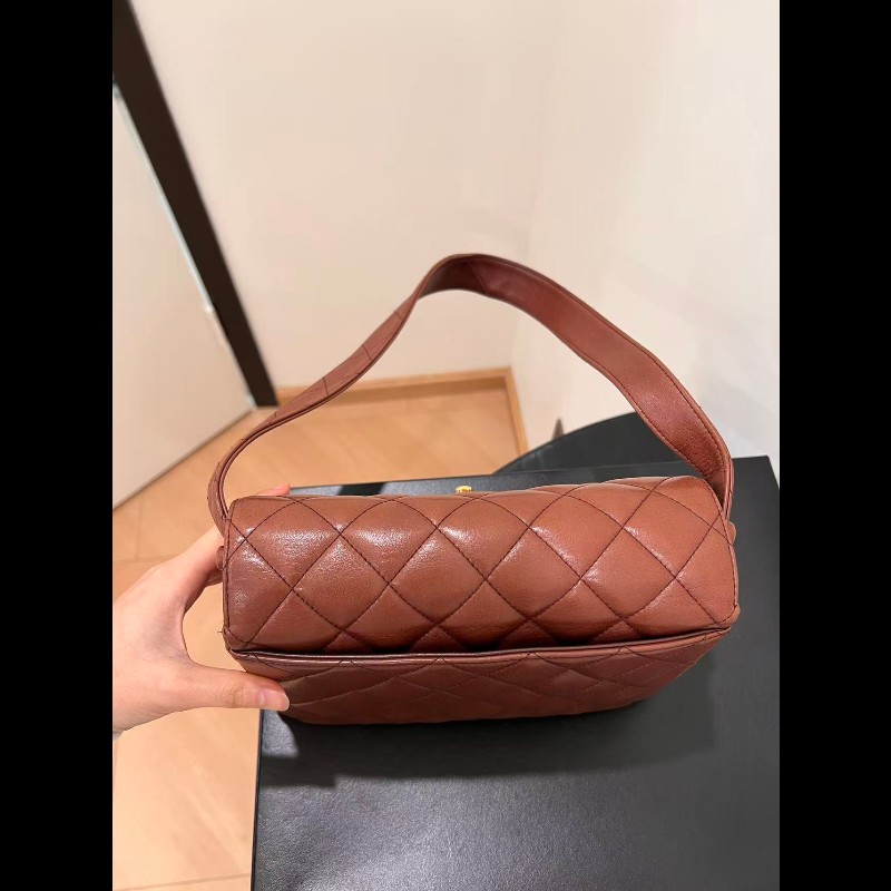 Chanel 香奈兒 24k金vintage 焦糖巧克力金扣kelly中古包 卡標齊-3