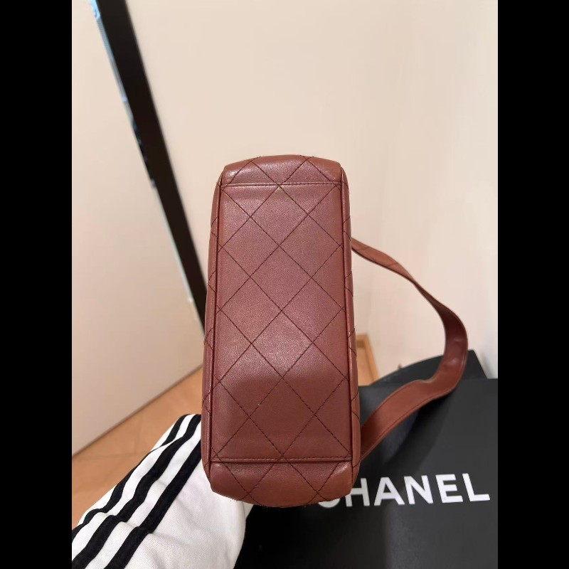 Chanel 香奈兒 24k金vintage 焦糖巧克力金扣kelly中古包 卡標齊-4