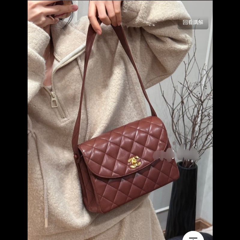 Chanel 香奈兒 24k金vintage 焦糖巧克力金扣kelly中古包 卡標齊-15