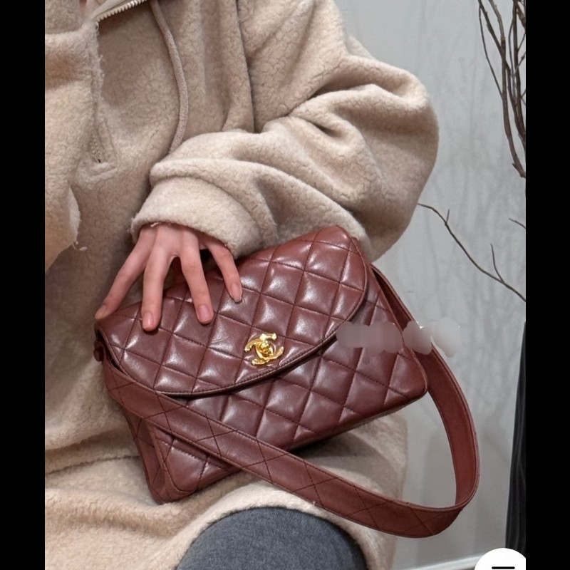 Chanel 香奈兒 24k金vintage 焦糖巧克力金扣kelly中古包 卡標齊-16