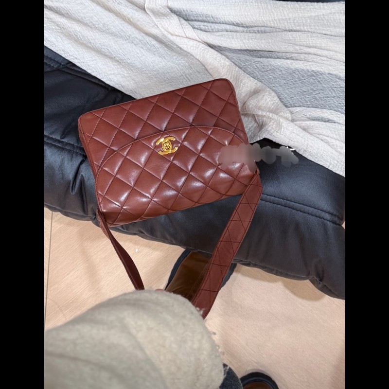 Chanel 香奈兒 24k金vintage 焦糖巧克力金扣kelly中古包 卡標齊-12