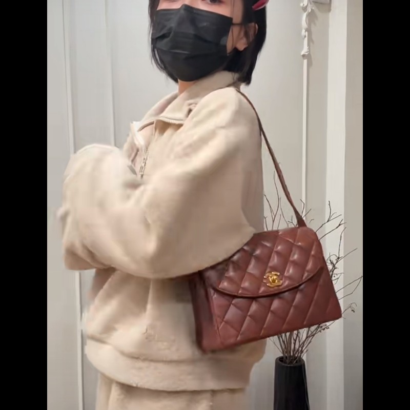 Chanel 香奈兒 24k金vintage 焦糖巧克力金扣kelly中古包 卡標齊-17