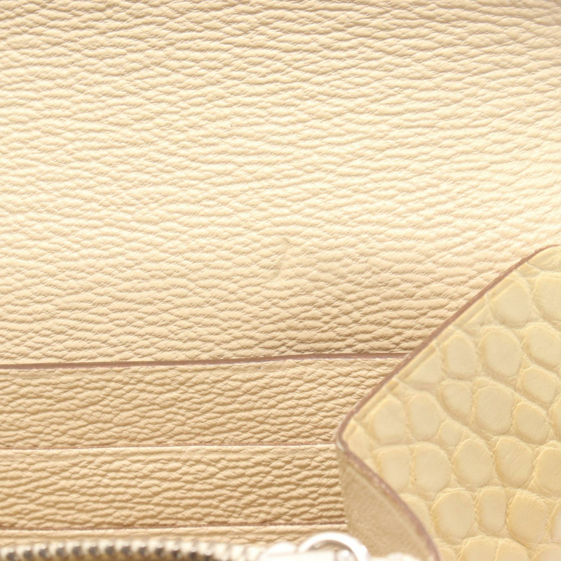 愛馬仕 Kelly 長款香草色雙折皮夾，霧面鱷魚皮，米色-5