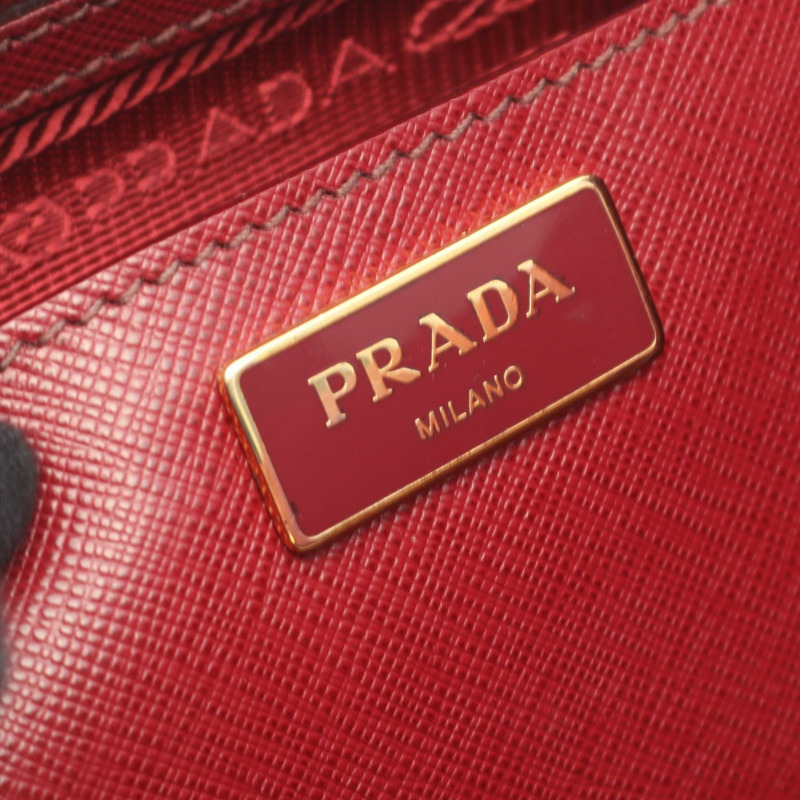 PRADA 三角標誌單背包,Saffiano 皮革,波爾多紅,二手女款-3