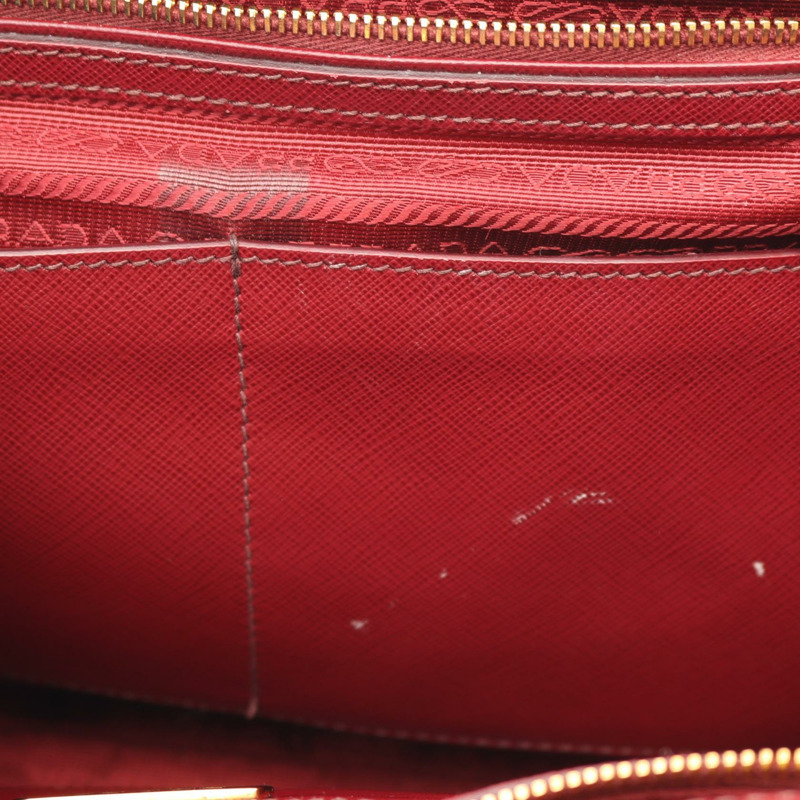 PRADA 三角標誌單背包,Saffiano 皮革,波爾多紅,二手女款-4