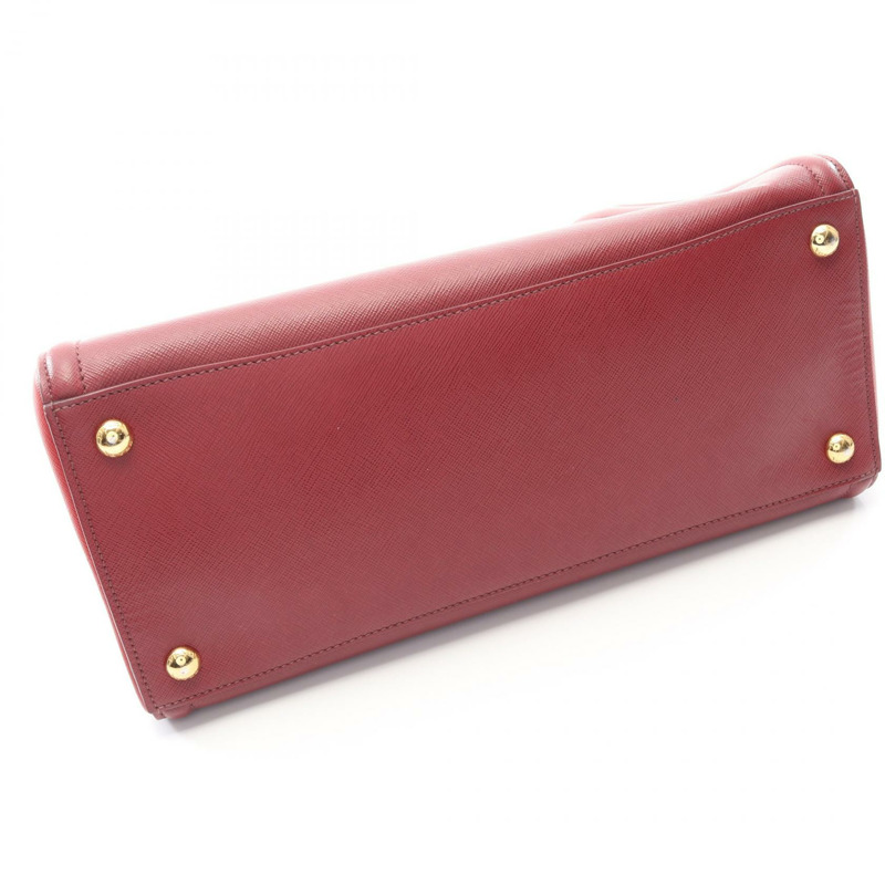 PRADA 三角標誌單背包,Saffiano 皮革,波爾多紅,二手女款-7