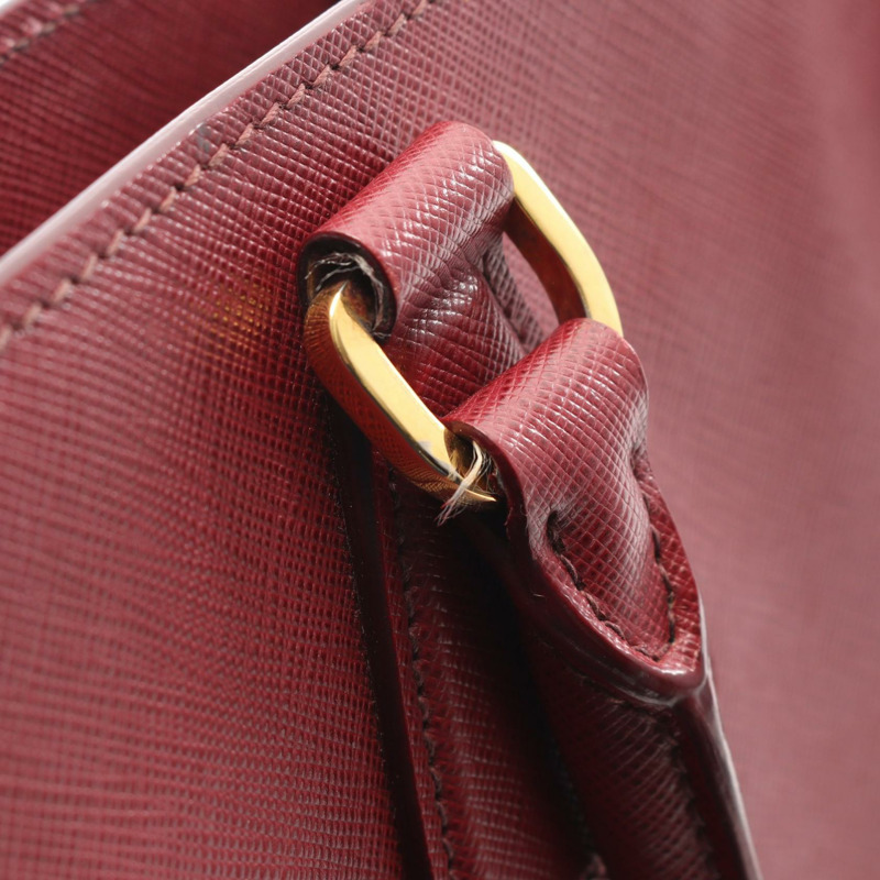 PRADA 三角標誌單背包,Saffiano 皮革,波爾多紅,二手女款-9