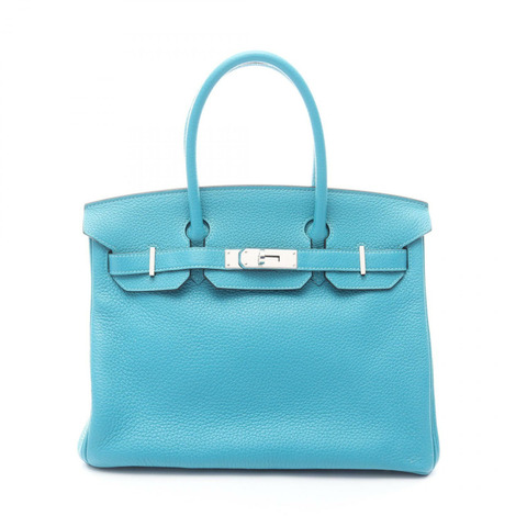 愛馬仕 Birkin 30 手提包 R Taurillon Clemence 藍色孔雀圖案 二手 女士 SHW