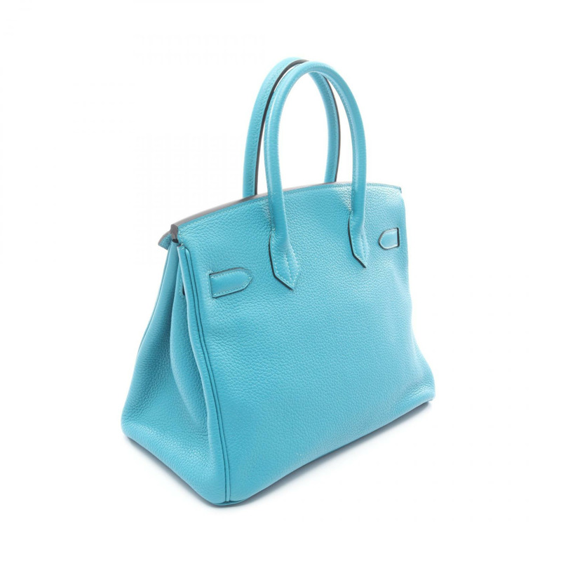 愛馬仕 Birkin 30 手提包 R Taurillon Clemence 藍色孔雀圖案 二手 女士 SHW-1