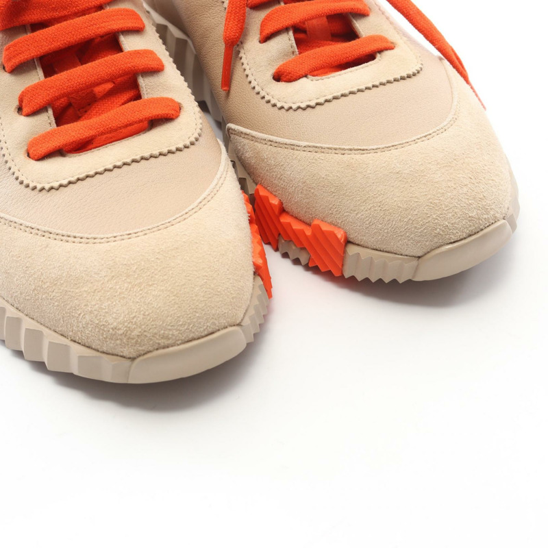 愛馬仕 (HERMES) 彈跳運動鞋，皮革絨面革，米色 #37，二手女款-8