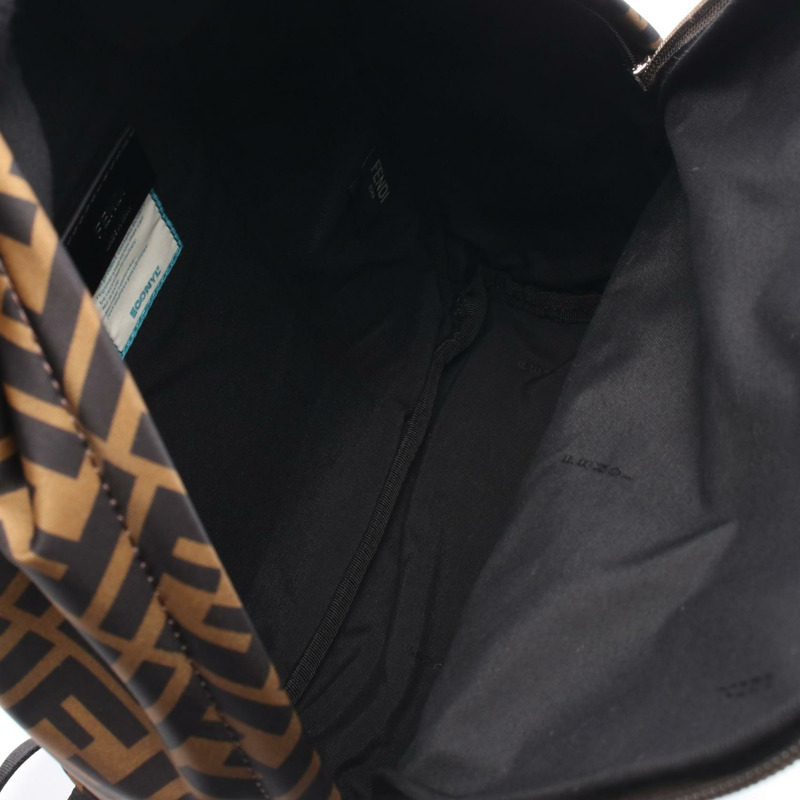 FENDI Zucca 雙肩包 8BZ040 尼龍皮革 棕色 黑色 黃色 二手 男女通用-2