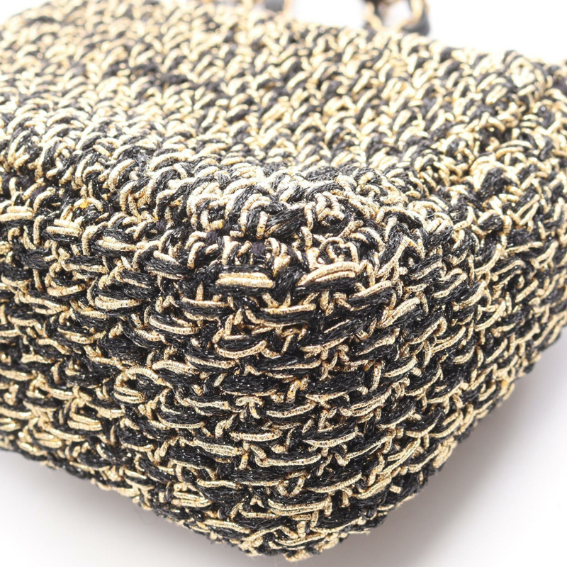 香奈兒 (CHANEL) 絎縫小翻蓋鏈條肩背包,黑色布料,金色五金,二手女款-6