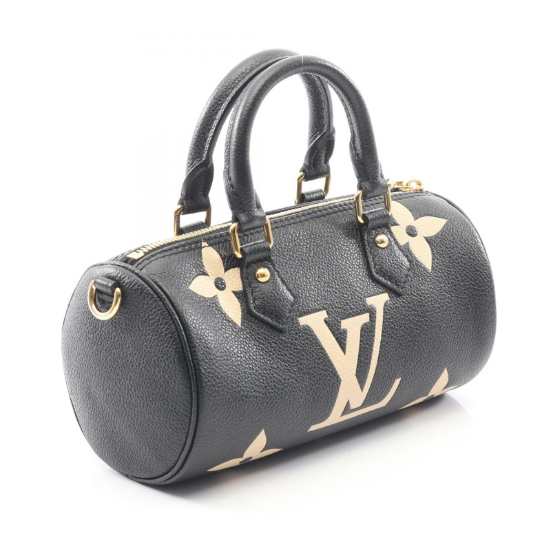 路易威登 Papillon BB 雙色手提包 M45980 Monogram empreinte 皮革 BK-1