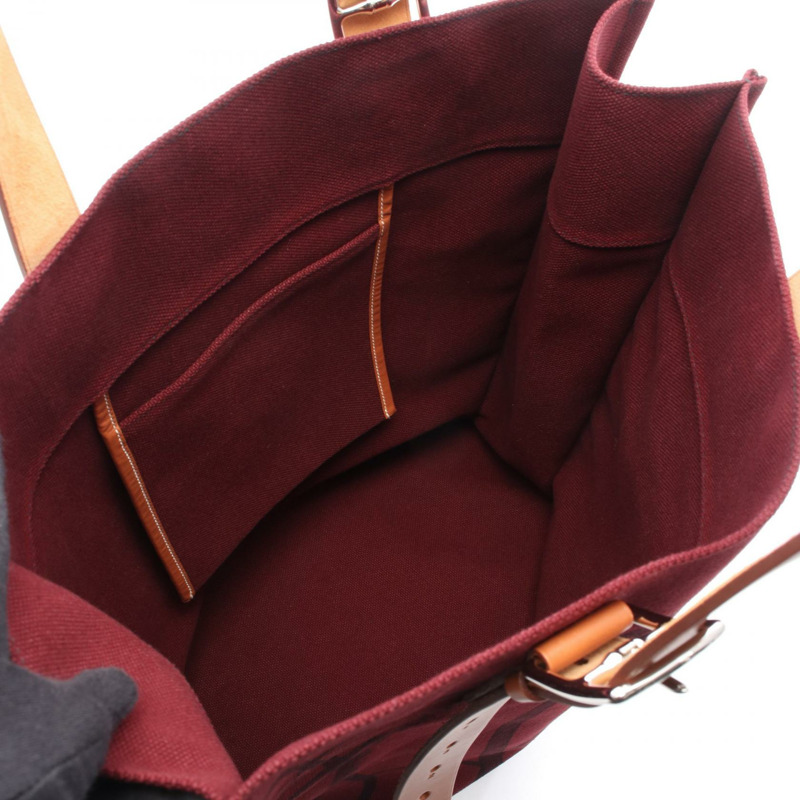 愛馬仕 Etrivieres 購物手袋 Q Toile Hunter 皮革 Rouge H 二手 SHW-2