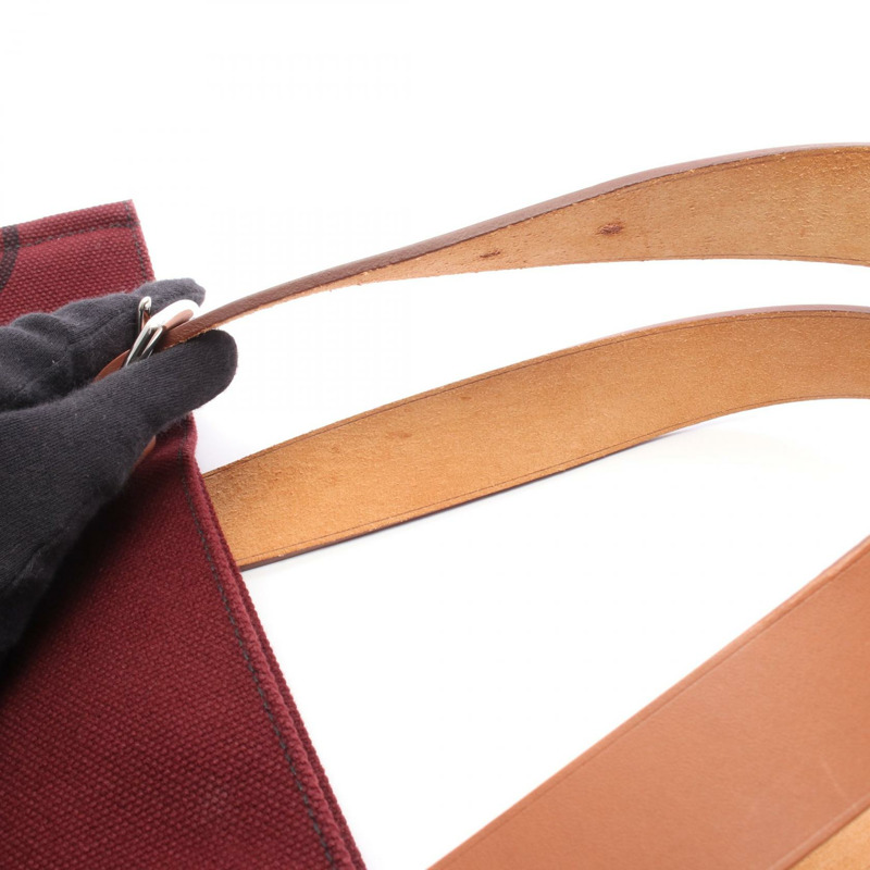 愛馬仕 Etrivieres 購物手袋 Q Toile Hunter 皮革 Rouge H 二手 SHW-6