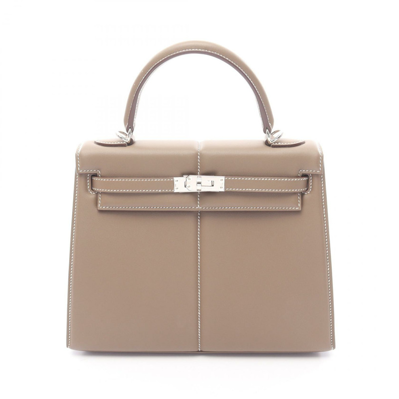 愛馬仕 Kelly 25 加厚手提包 U Swift 皮革 Etoupe 灰色二手女士 SHW-0