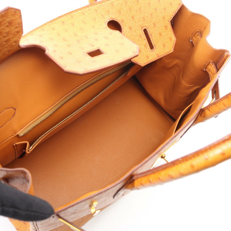 愛馬仕 Birkin 30 栗色手提包 021706CC 鴕鳥皮 鴕鳥皮 棕色 二手 女士-2