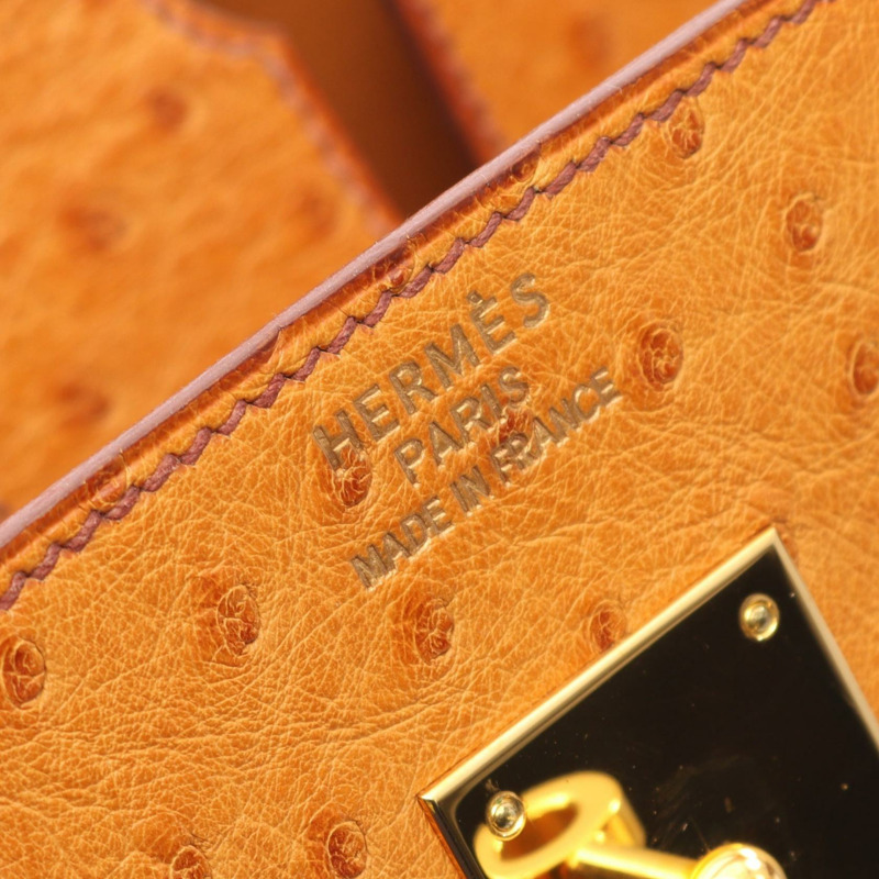 愛馬仕 Birkin 30 栗色手提包 021706CC 鴕鳥皮 鴕鳥皮 棕色 二手 女士-3
