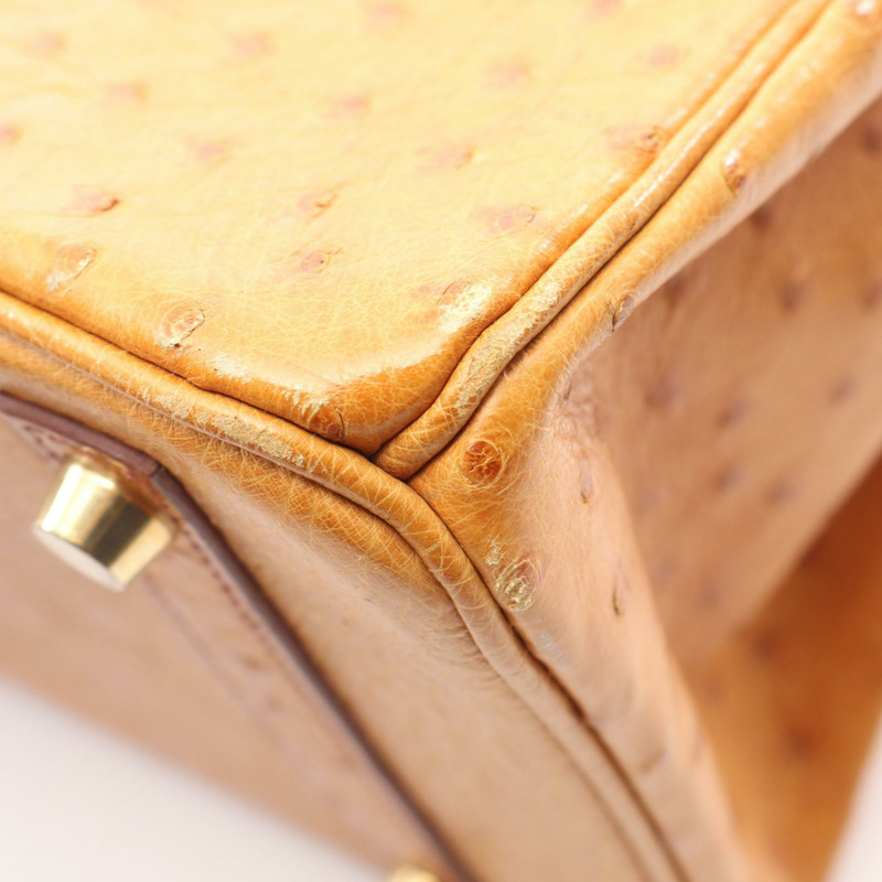 愛馬仕 Birkin 30 栗色手提包 021706CC 鴕鳥皮 鴕鳥皮 棕色 二手 女士-9