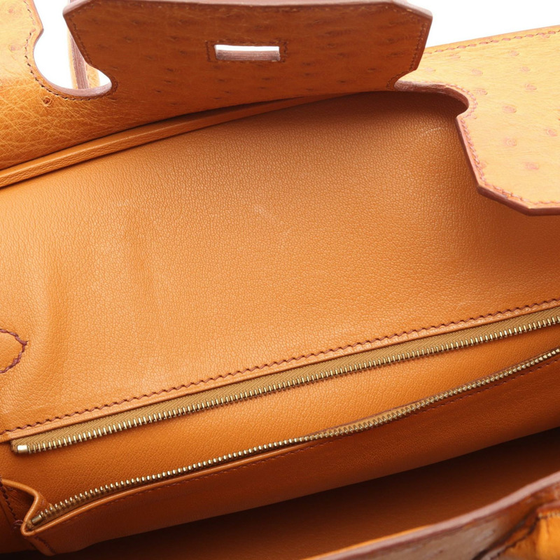 愛馬仕 Birkin 30 栗色手提包 021706CC 鴕鳥皮 鴕鳥皮 棕色 二手 女士-10