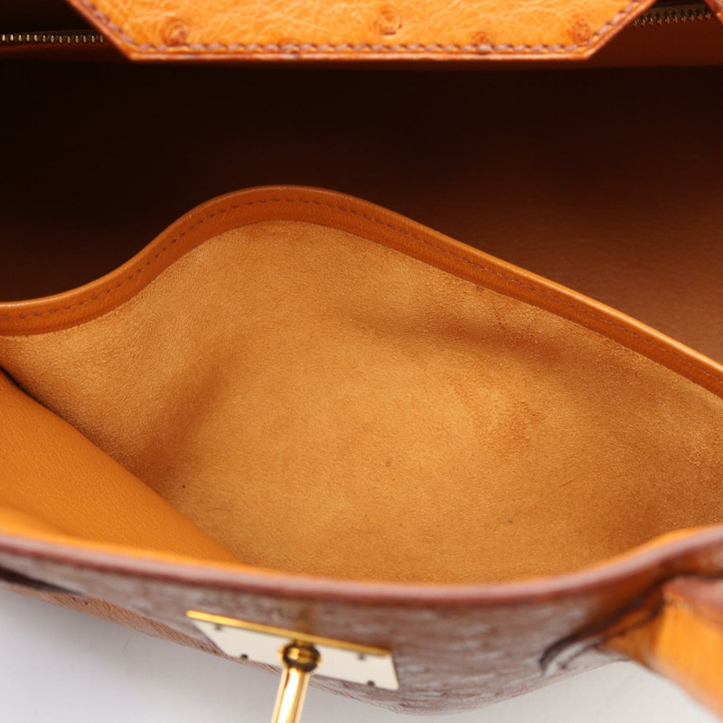 愛馬仕 Birkin 30 栗色手提包 021706CC 鴕鳥皮 鴕鳥皮 棕色 二手 女士-11