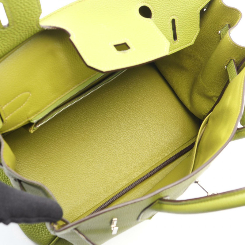 愛馬仕 Birkin 30 手袋 I 028496CK Clemence 皮革 Anis 綠色 SHW 二手女士-2