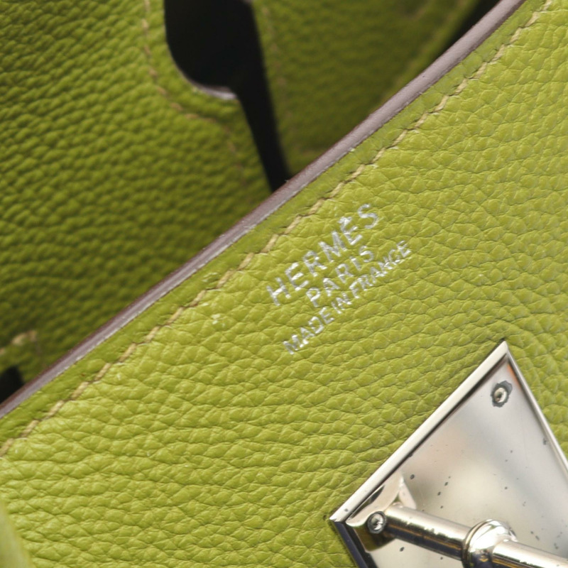 愛馬仕 Birkin 30 手袋 I 028496CK Clemence 皮革 Anis 綠色 SHW 二手女士-3