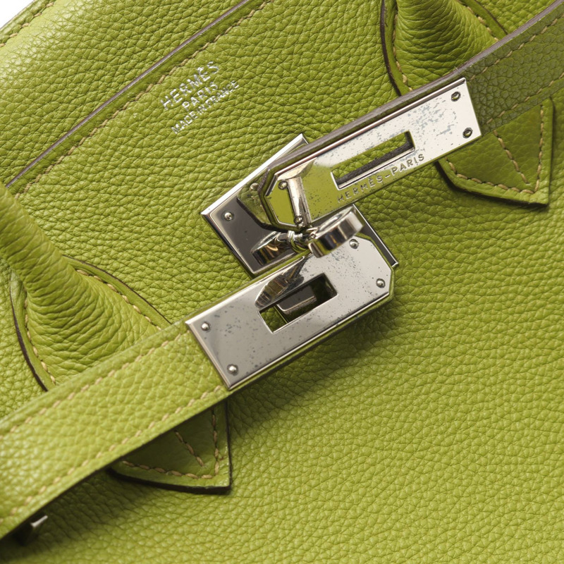 愛馬仕 Birkin 30 手袋 I 028496CK Clemence 皮革 Anis 綠色 SHW 二手女士-7