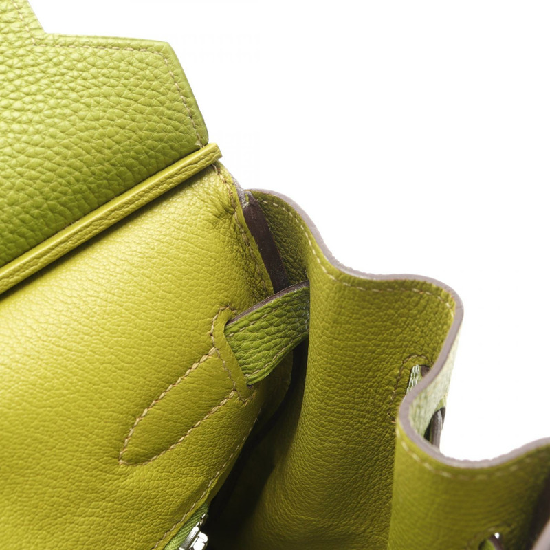 愛馬仕 Birkin 30 手袋 I 028496CK Clemence 皮革 Anis 綠色 SHW 二手女士-10