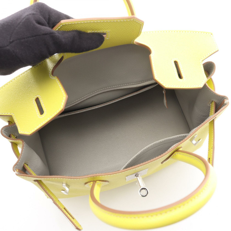 愛馬仕 Candy Birkin 30 手提包,O Epsom 皮革,SHW 五金,淺灰色,二手女款-2