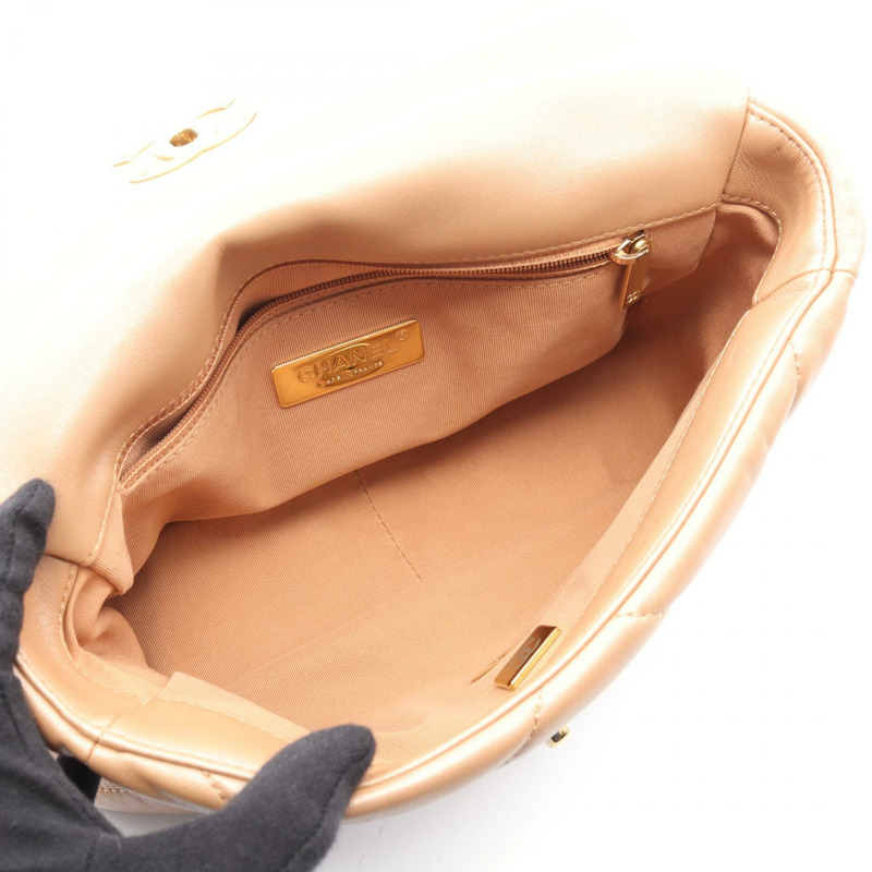 香奈兒 19 Matelasse 鏈條肩背包 羊皮 粉紅色 二手 女士 CC-2