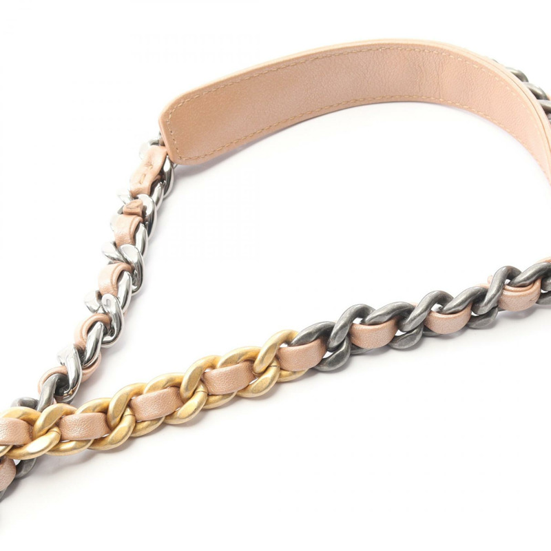 香奈兒 19 Matelasse 鏈條肩背包 羊皮 粉紅色 二手 女士 CC-7