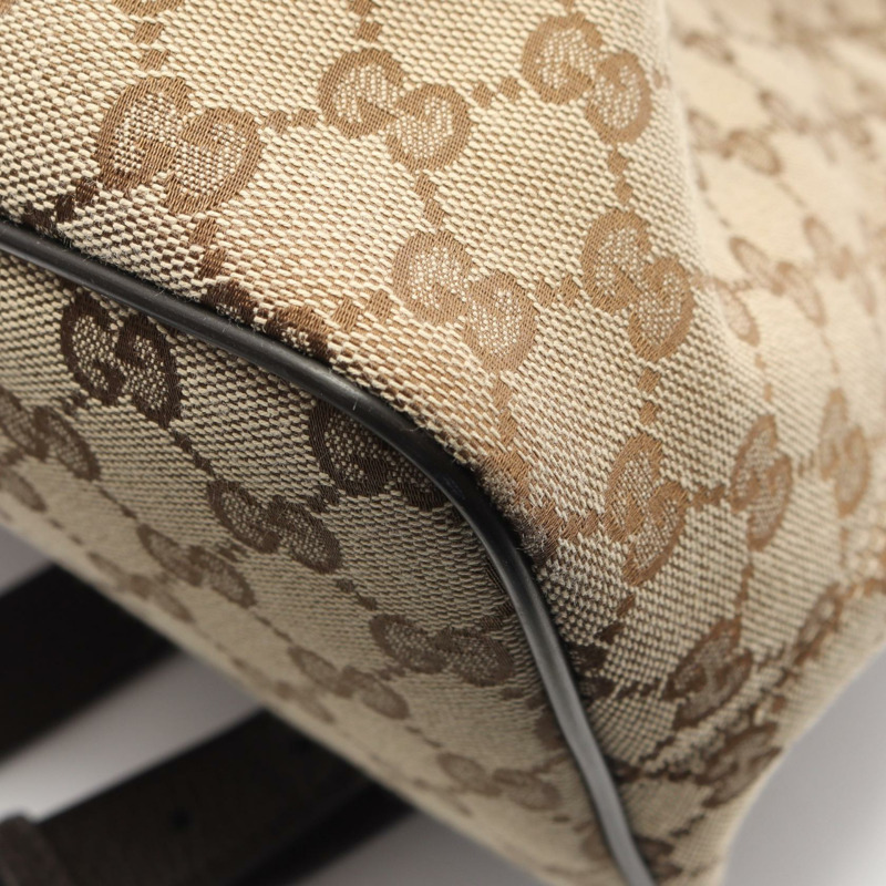 GUCCI GG帆布抽繩雙肩包 449175 帆布皮革 米色 二手-4