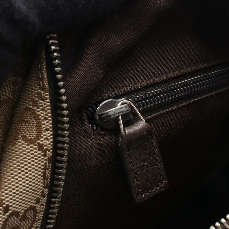 GUCCI GG帆布雙肩包 449906 帆布皮革 米色 棕色 二手 女款-4