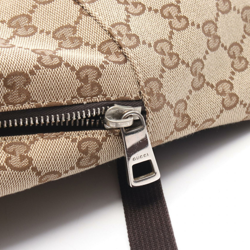GUCCI GG帆布雙肩包 449906 帆布皮革 米色 棕色 二手 女款-5