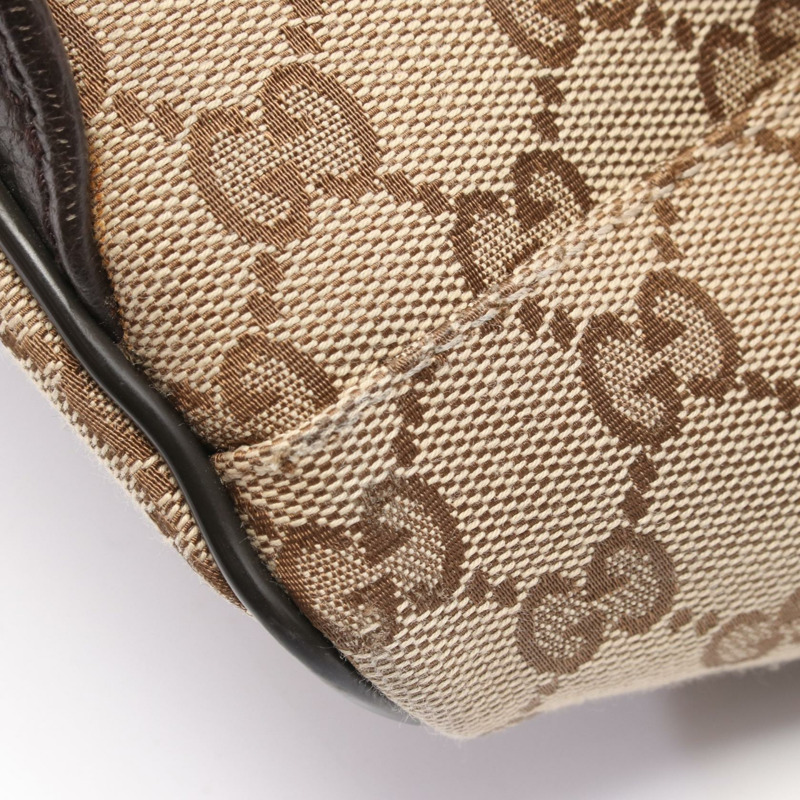 GUCCI GG帆布雙肩包 449906 帆布皮革 米色 棕色 二手 女款-7