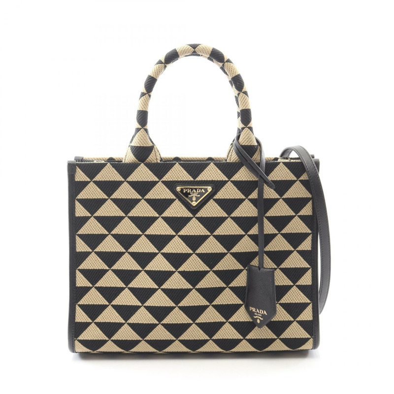 PRADA TRIANGOLO JACQUARD SYMBOL SMALL 托特斜背包 1BA354 帆布 二手-0