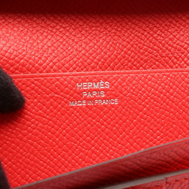 愛馬仕 Bearn Soufflet 雙折皮夾 C Epsom Rouge tomate 二手女士 SHW-4