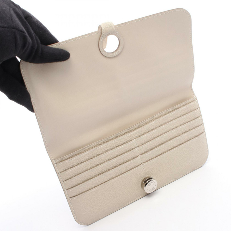 愛馬仕 Dogon 長版對折皮夾 Z Togo beton 二手女士 SHW-2