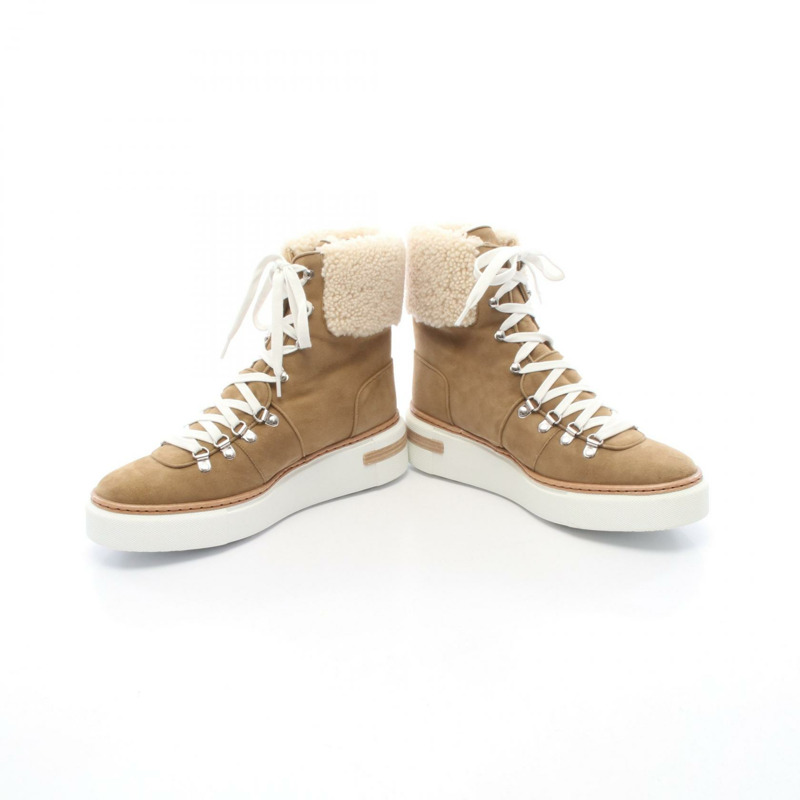 愛馬仕 Flocon 靴子，絨面革，棕色/米色，二手女款，39碼-2