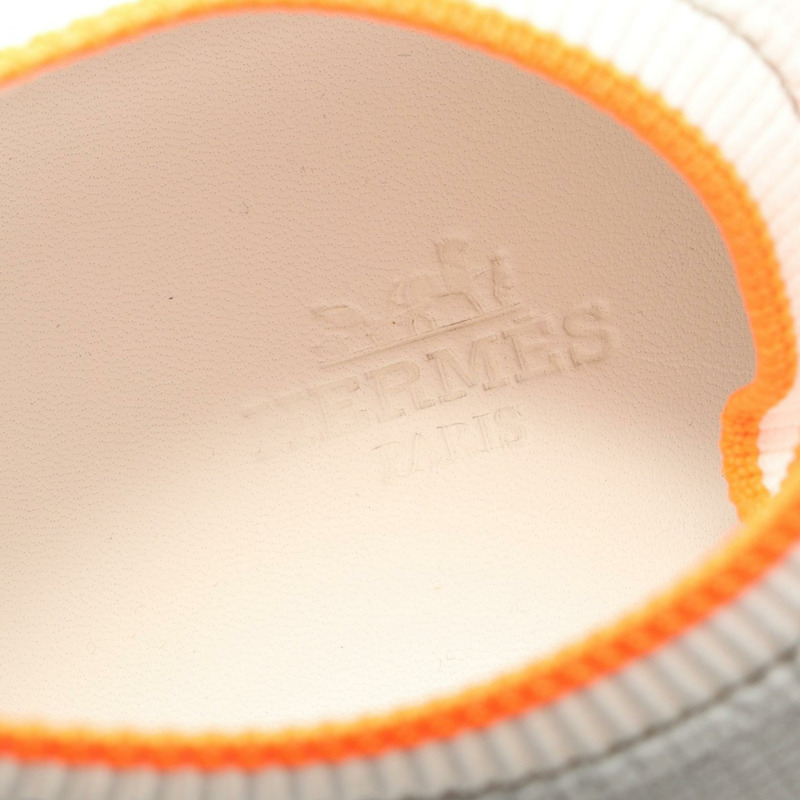 愛馬仕 Exploit 運動鞋,皮革/麂皮拼接,灰色/白色/橙色,二手男士 41 碼-4